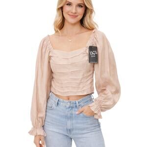 Entro Off Shoulder Square Neck Crop Top NWT Sz M Puff Sleeve | Boho Cottagecore